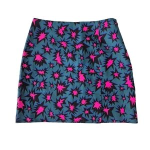 Kate Spade Saturday Mini Skirt Pop Art Star Print Teal & Pink